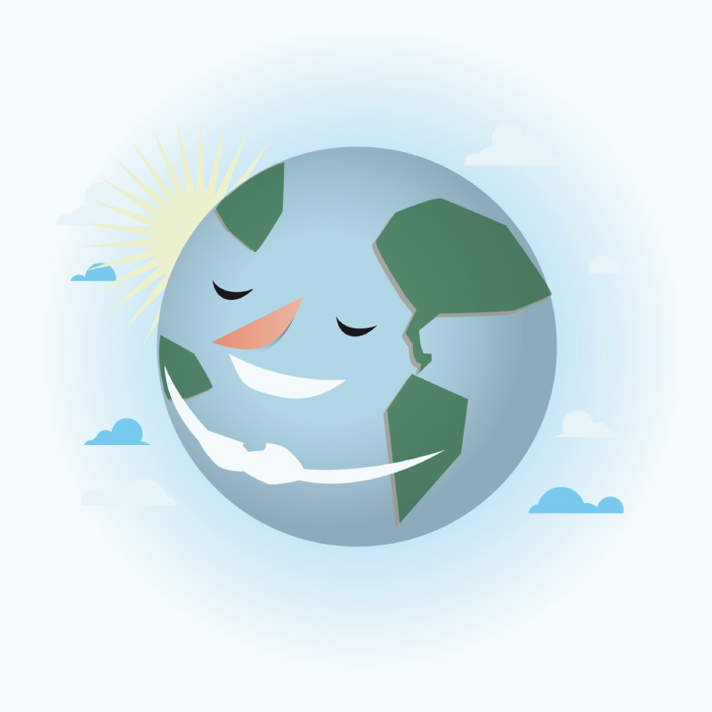 Planeta tierra con cara sonriente