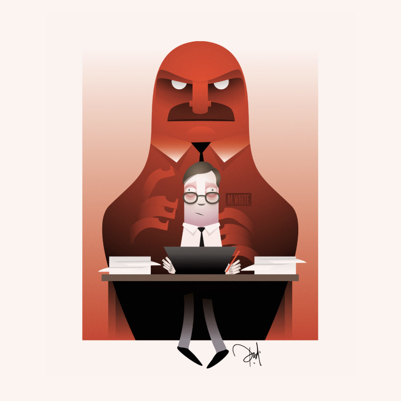 Monstruo de sombra y oficinista M.White